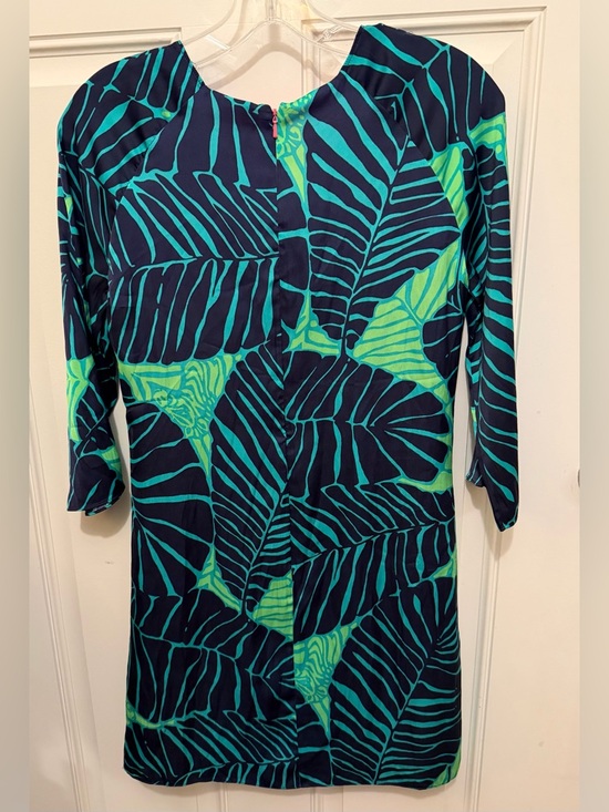 Lilly Pulitzer Navy & Teal Leaf-Print Mini Dress - Picture 2 of 3